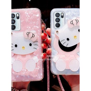 oppoReno6手機殼女Reno6pro可愛卡通補妝鏡子Reno6pro+保護殼防摔