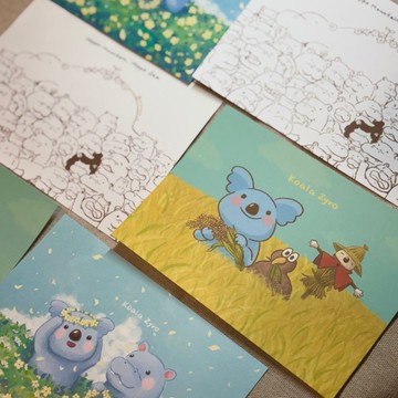 懶懶無尾熊插畫明信片3款可選
