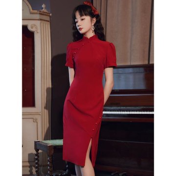 旗袍敬酒服新娘2025新款女小個子紅色中式訂婚結婚回門禮服連衣裙