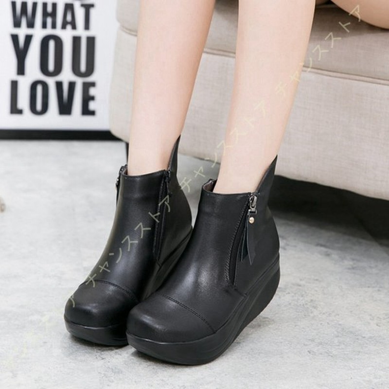 ブーツ ショートブーツ 厚底 ヒール ミドルヒール レディース サイドジップ 軽量 厚底ブーツ 5cm 黒 ショート 厚底靴 スムース調 ヒールブーツ ストーム 通販 Lineポイント最大0 5 Get Lineショッピング