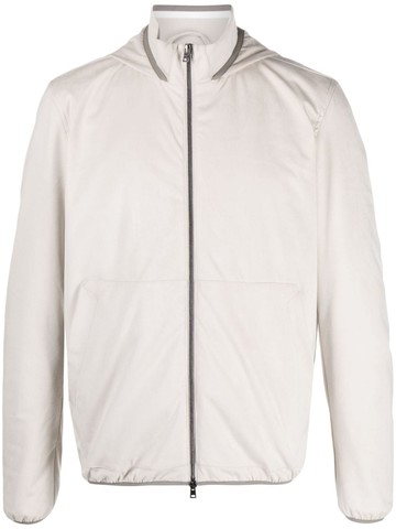 Herno - suede-effect hooded jacket - men - Polyester/Spandex/Elastane/Polyester/Cotton/Modal - 56 - Neutrals