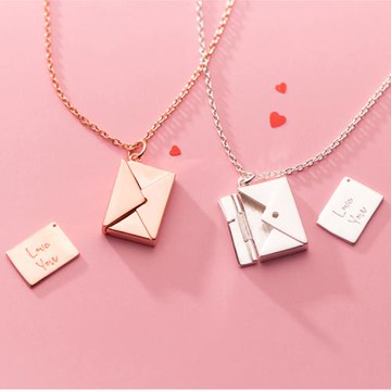 【ANGEL】告白信封四方可拆式鍍銀項鍊(2色可選)