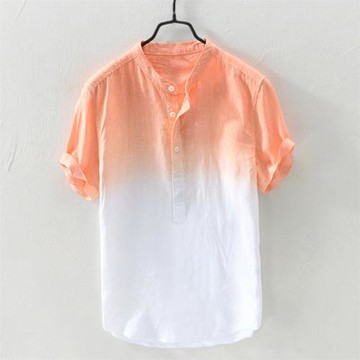 Drop-dyed ombré cotton short-sleeve shirt漸變色棉布短袖襯衫