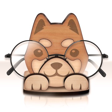 【DOGIS】科學柴柴 木製眼鏡架 桌上收納擺飾 | 客製化刻字 專屬禮物 附精美包裝