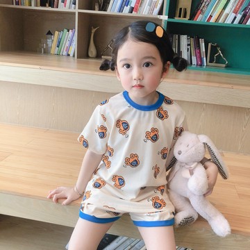 Mimo⭐夏款兒童薄睡衣短袖冰絲寶寶男寶女童夏天男童女孩家居服夏季套裝