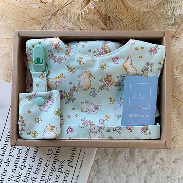 兔兔花園 寶貝彌月禮盒 遮陽帽 寶寶帽 圍兜