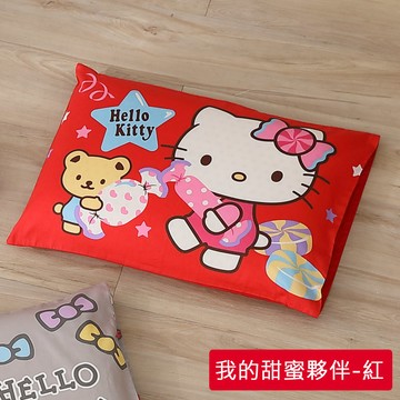 鴻宇 HongYew - Hello Kitty美國棉兒童防螨抗菌枕套1入-甜蜜夥伴-紅色-55x44cm