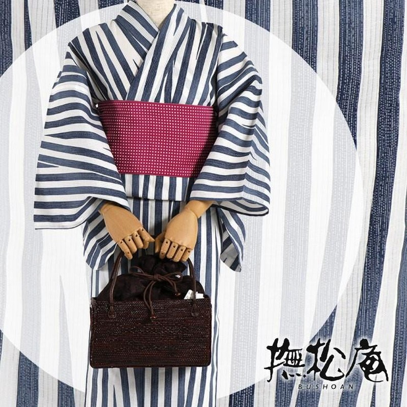 ゆかた「撫松庵」仕立て上がり洗える浴衣（単品）綿経絽 ストライプ