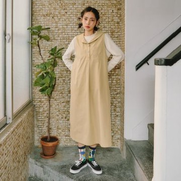 【Dailo】減齡水手領背心洋裝 綠 卡