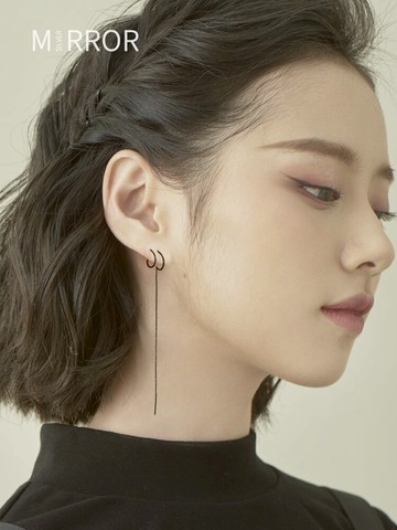 小麋人925暗黑網紅時髦純銀耳線女個性耳鏈顯臉小長耳墜耳圈氣質