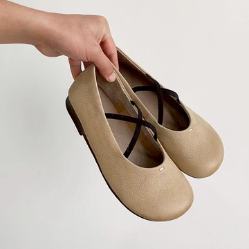 復古交叉帶圓頭淺口單鞋428759