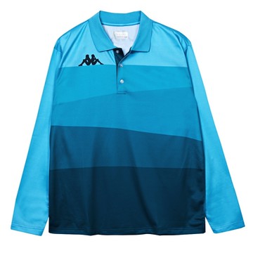 KAPPA 義大利時尚 吸濕排汗型男長袖POLO衫 珊瑚藍 371U8QW474