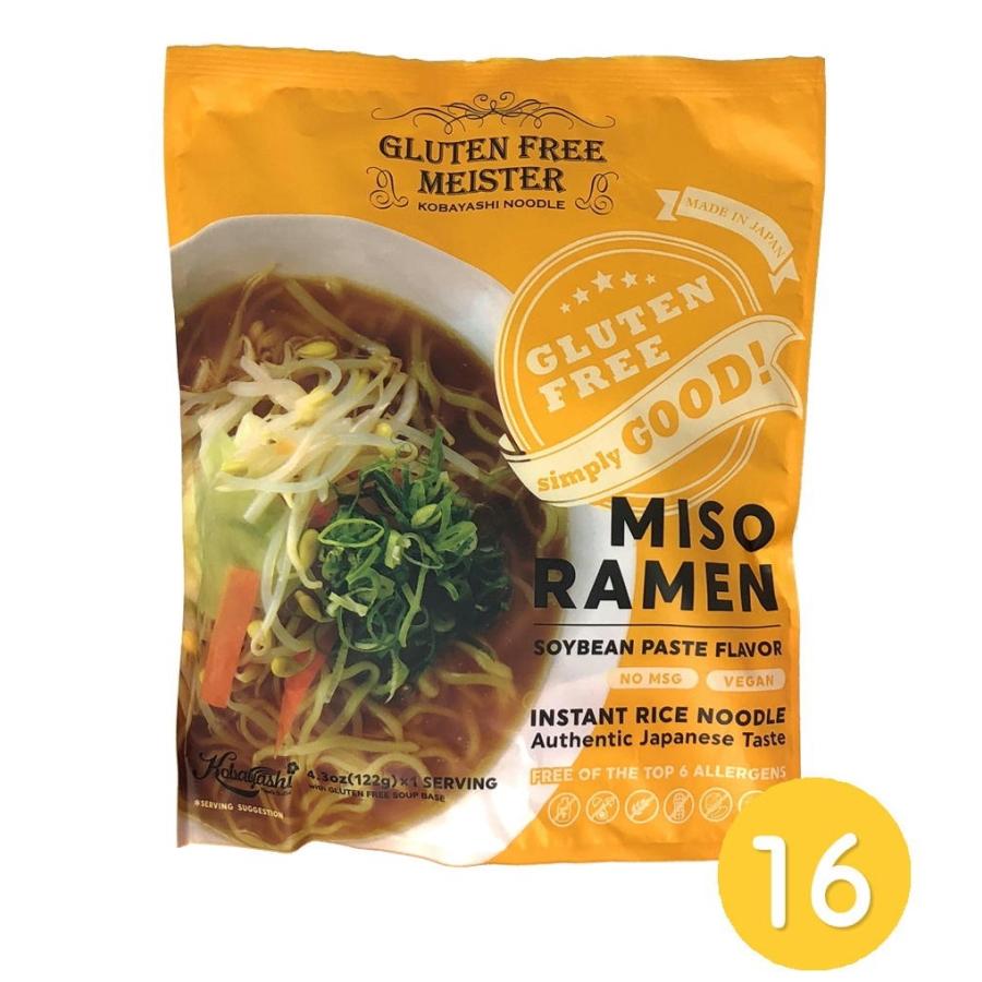 小林生麺 グルテンフリー みそラーメン 1ケース 16袋セット 熟成乾燥めん 小麦不使用 インスタントラーメン