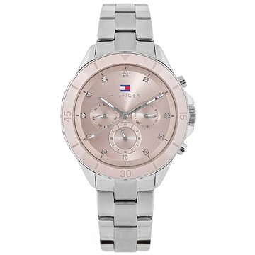 Tommy Hilfiger /1782706 /三眼三針礦石強化玻璃 星期日期 不鏽鋼手錶 藕粉色 40mm