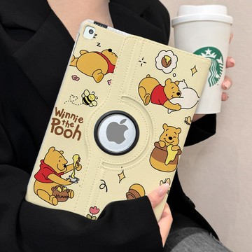 可愛 維尼熊旋轉皮套ipadair6保護殼Pro11維尼熊ipad11代 2022款10全包360度10.2寸平板女防摔