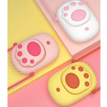 可愛貓爪usb掛脖小風扇 懶人兒童手持 隨身靜音大風力 可充電 戶外便攜 3檔調節