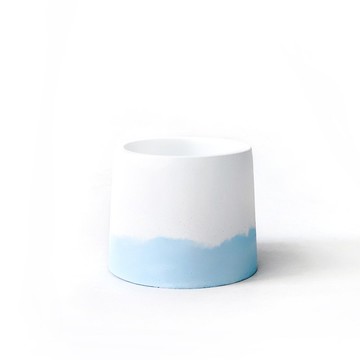 (預購) 牛奶湖藍系列 | 圓形雙色水泥盆器 可搭配同色底盤
