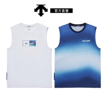 【DESCENTE】迪桑特 男士 水上運動無袖上衣 無袖背心 (藍色/白色)