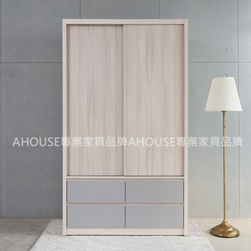 AHouse【台灣製/免運費】費森4x7尺木門推門衣櫃