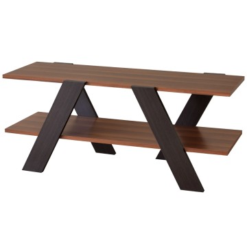 《HOPMA》質感造型電視櫃 台灣製造 視聽電器櫃 收納展示架 茶几桌-深柚木配黑胡桃