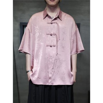 中國風男裝冰絲輕薄款短袖五分袖襯衫新中式復古風唐裝青年汗衫男