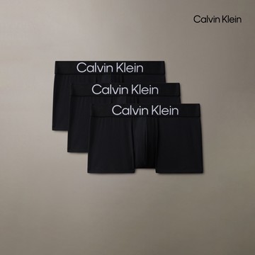 【Calvin Klein】 CK 3 件套組對比標誌低腰平口內褲_黑色