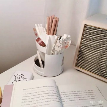 小紅書衕款韓國ins白色可旋轉筆筒雪宿捨桌麵多功能多格收納筒子 8IZN