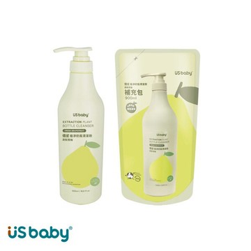 US BABY 優生 植淨奶瓶清潔劑-清新西柚(1000ml+900ml補充包)【悅兒園婦幼生活館】