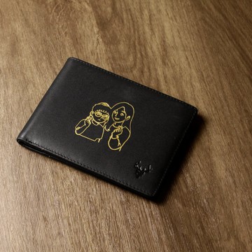 Eleutherios旅行皮夾 RFID防盜 刻字客製化 - 純黑 客製化刻字