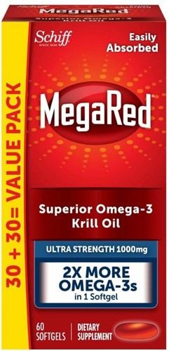 Schiff MegaRed Ultra Strength Softgels Krill Oil Omega 3 Supplement 1000 mg - 60 Softgels