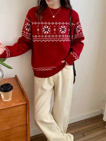 細緻的雪花★聖誕節慶必收親膚針織衫