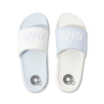 Nike Offcourt Slide Mix 女 米白藍色 軟底 休閒 氣墊 運動 拖鞋 FQ7646-103
