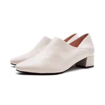 PQ 氣質金邊低跟踝靴 女鞋-米白色(另有黑色)