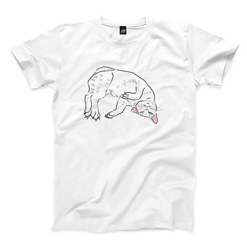 白貓 - 白 - 中性版T恤