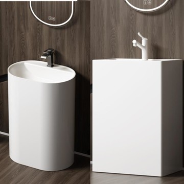 免運/可開發票 落地式洗臉盆 酒店方形陶瓷立柱一體落地式洗臉盆衛生間陽臺家用小戶型洗手盆 最低價 快速出貨