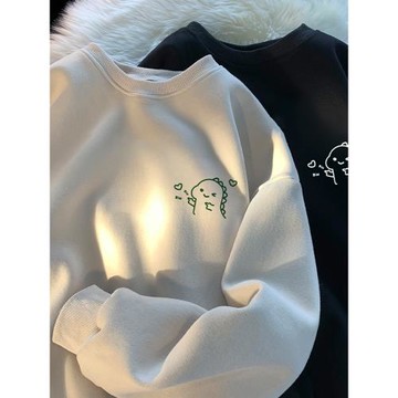 小恐龍愛心衛衣男春秋冬季2024新款重磅圓領寬松內搭無帽休閑長袖