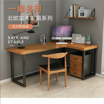 ??快速出貨?? 附發票 桌子 書桌 辦公桌 實木L型書桌轉角電腦臺式桌拐角桌子靠牆角臥室工作臺家用辦公桌 功課桌