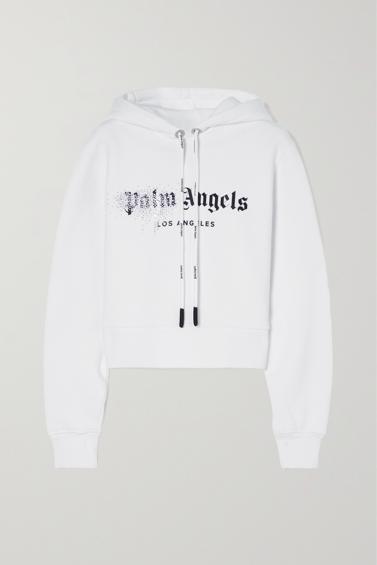 Palm Angels - Embellished Cotton-jersey Hoodie - White - large