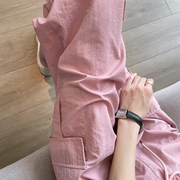 速干工裝褲女夏薄款2025新款超火美式休閑防曬冰絲多巴胺粉色褲子