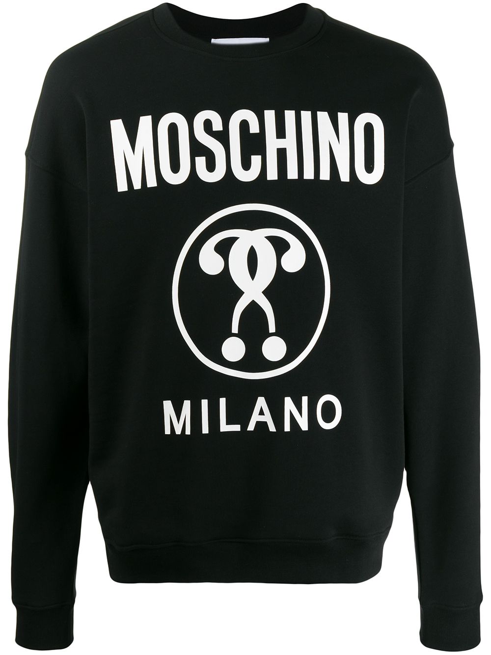 Moschino - questions logo-print sweatshirt - men - Cotton - 54 - Black