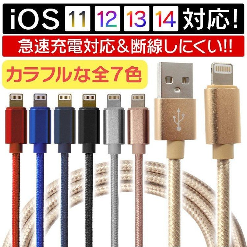 iPhone 充電ケーブル 2本セット 長さ0.25m 0.5m 1m 1.5m 断線防止 強化