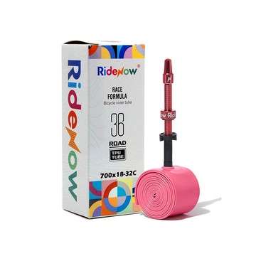 [RIDENOW] TPU無毒環保超輕量公路自行車內胎 金屬氣嘴-36g 粉色 85mm 700x18-32C (公路/城市/休閒/運動)