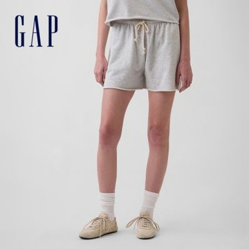 【GAP】5吋VintageSoft毛圈布運動短褲-淺麻灰(900412)