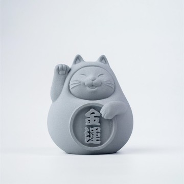 【平安福氣財運到】胖胖招財貓 (中) 清水灰