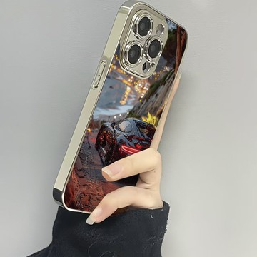 免運+隔日🚚電鍍鏡面手機殼 時尚跑車 適用於蘋果17promax 16Pro 15plus 14 13 12 11防摔