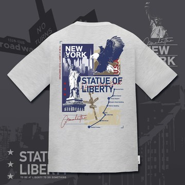 自由女神老鷹膠印短TEE