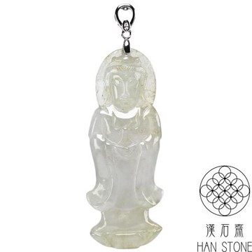 【漢石齋】天然翡翠A貨 觀音玉佩吊墜 冰種(21*57*7mm)