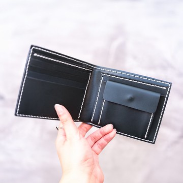 4卡零錢短夾。手縫皮革材料包。BSP064