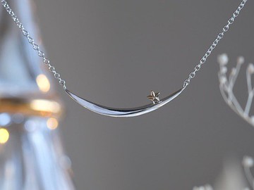 Næturslippur 項鍊 K10YG×silver925 月亮和星星戒指銀×金