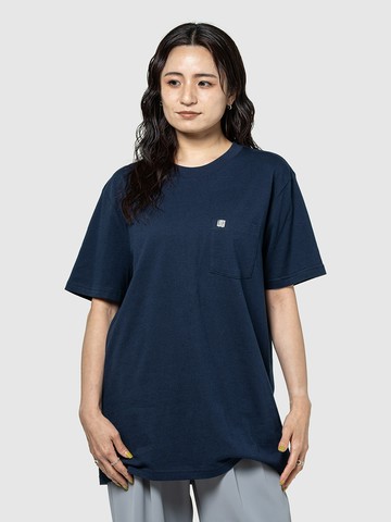 男女同款 純棉圓領短袖T恤-海軍藍